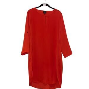 Women's, Vibrant Red Tunic Dress, Keyhole Neckline, M